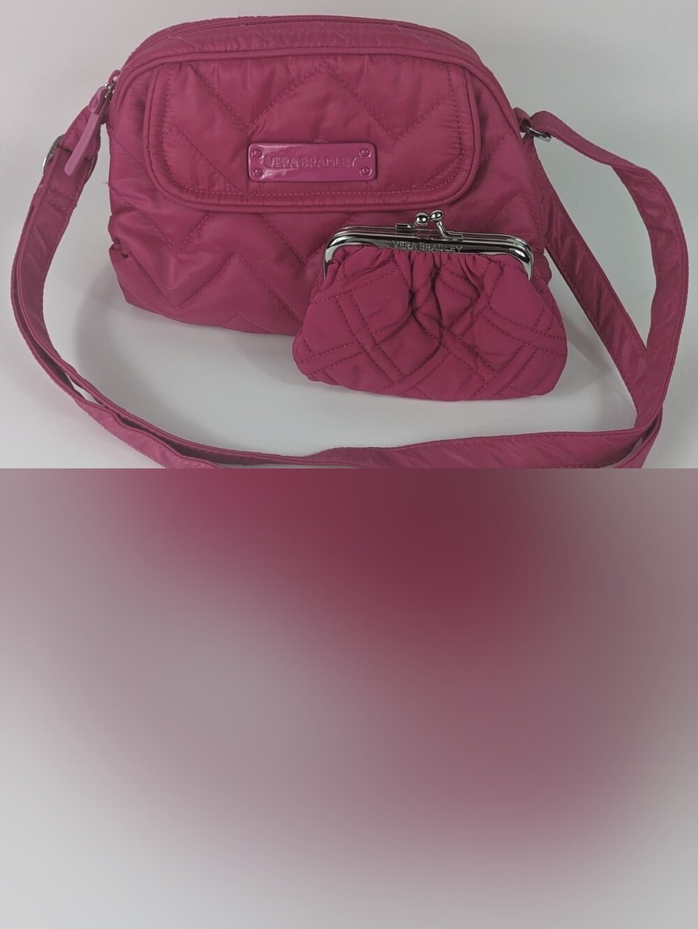 Retired Vera Bradley Fuchsia Pink Quilted Puffy Crossbody with Coin Purse